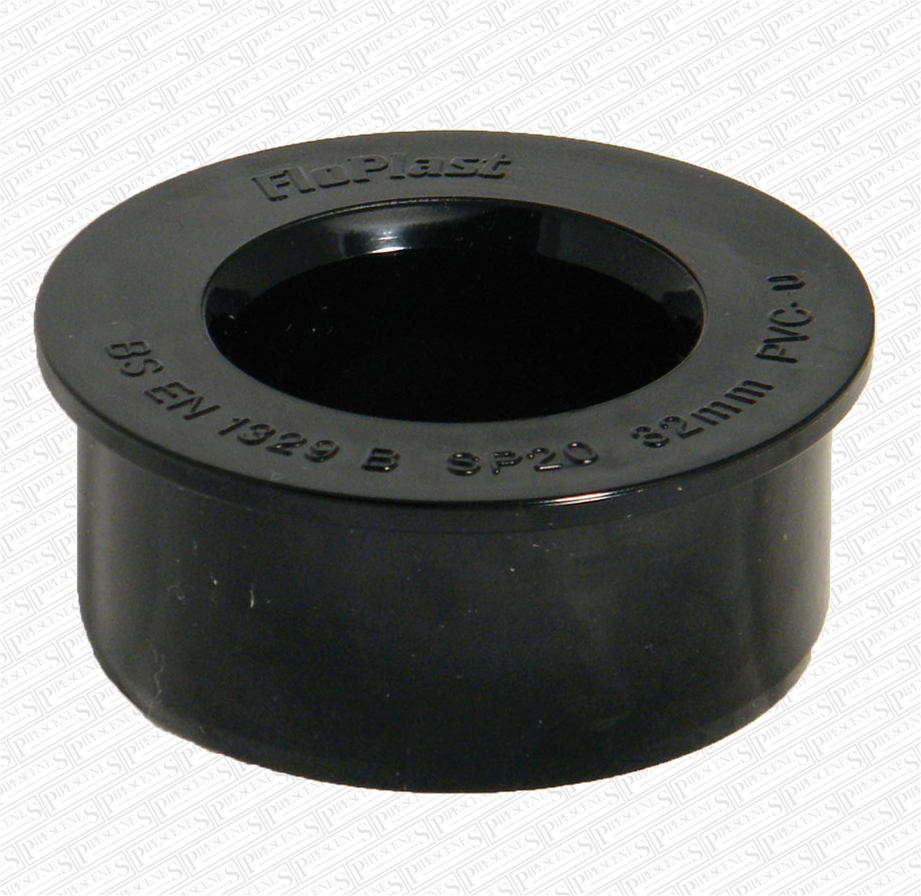 Black 62mm x 32mm (36mm) Glued Boss Pipe Adapter Reducer - Pipescenes