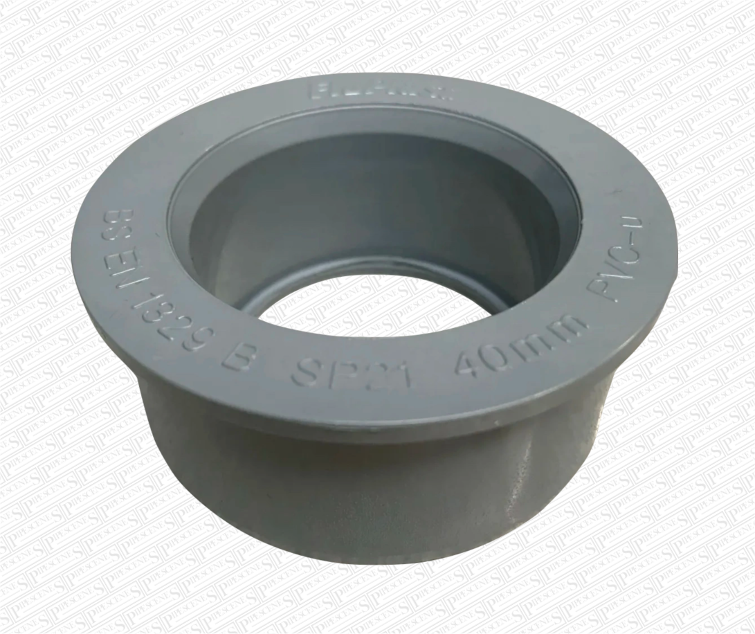 Grey 62mm x 40mm (43mm) Glued Boss Pipe Adapter Reducer - Pipescenes