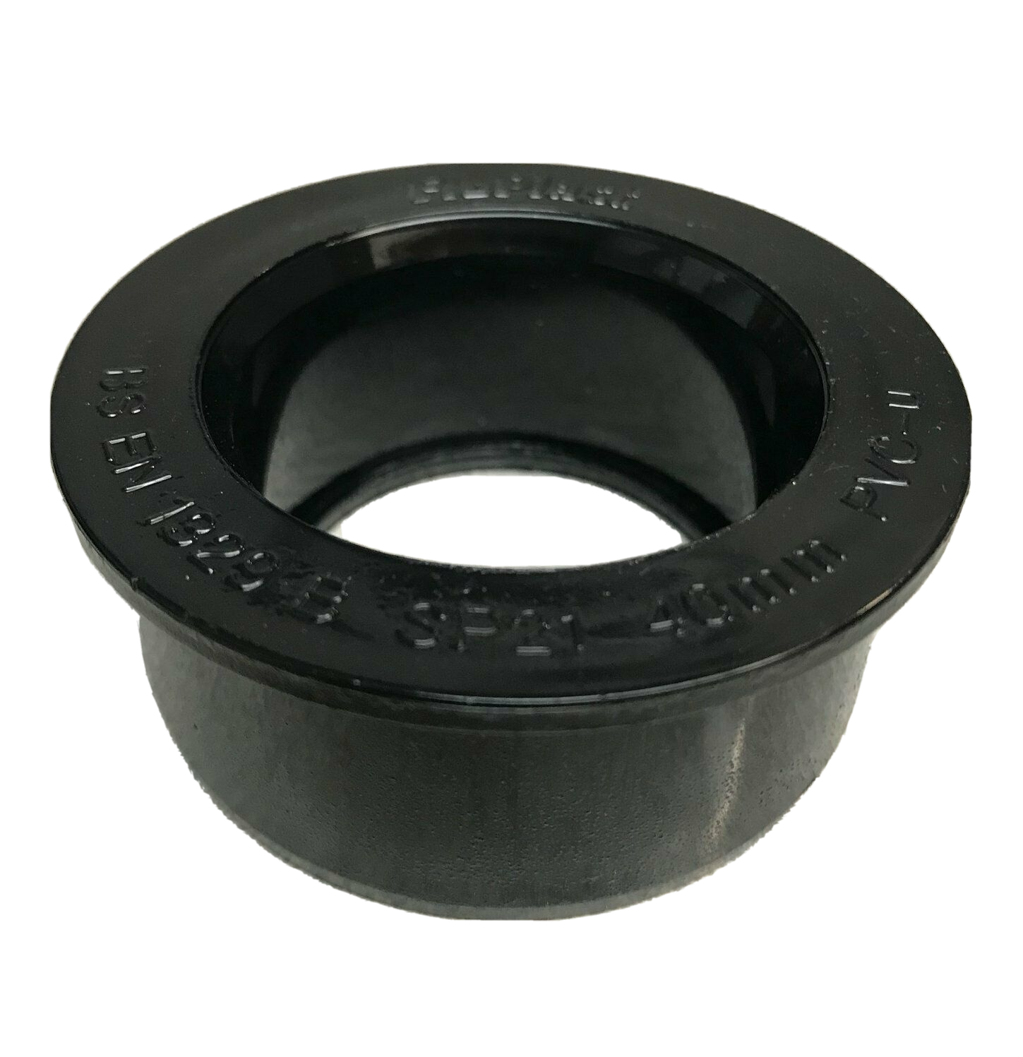 Black 62mm x 40mm (43mm) Glued Boss Pipe Adapter Reducer - Pipescenes