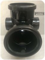 Floplast 110mm Cross Tee 4 - Way Double Branch 92.5° Black Push Fit - SP230 - Image 3