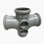 Grey 110mm Cross Tee 4-Way Double Branch 92.5° Push Fit Soil Pipe Fitting