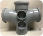 Floplast 110mm Cross Tee 4 - Way Double Branch 92.5° Grey Push Fit - SP230 - Image 2