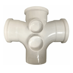 White 110mm Cross Tee 4-Way Double Branch 92.5° Push Fit Soil Pipe Fitting