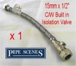 Flexible Tap Connector With Built in Isolating Valve Shut Off 15mm X 1/2" - Image 3