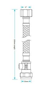 VIVA 1/2" x 15mm Flexi Hose Tap Connector Basin with Isolator Valve 150mm BSP - Image 3
