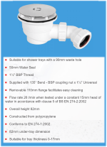 McALPINE Shower Drain Waste with 110mm Chrome BRASS Top for 90mm Tray Base Hole - Image 2