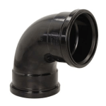 110mm Black Soil Pipe 92.5° Elbow | 4" Double Socket Pushfit Bend - Image 2