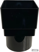 Gutter Down Pipe Rainwater 65mm Square to 68mm Round Adapter - Black Drain Pipe