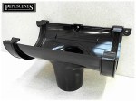 112mm Half Round Gutter Runnning Outlet Black T Joint to 68mm Round Down Pipe