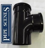 uPVC Soil Pipe 110mm Tee Branch - Black Double Socket Plain Sides No Bosses - Image 3