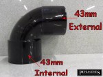 40mm (43mm) Black Solvent Weld 90 Degree Street Elbow | 1.5" M+F Conversion Bend - Image 4