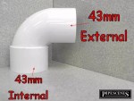 WHITE 43mm 1.5" M+F 90 Degree Street Elbow Bend - Image 2
