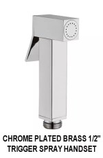 Square Stylish Douche Bidet Spray Kit & Isolating Valve Chrome Plated Brass - Image 5