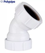 40mm 42mm 43mm 45 DEG 45° Bend Compression Multifit 1 1/2" Bath Waste Pipe Join