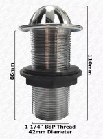 1.25" Domed Urinal Waste Urinal Bowl Drain Stainless Steel - 1 1/4" 42mm Thread - Image 2