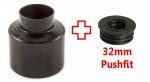 Black 110mm Soil Pipe Adapter Reducer to 32mm Waste Pipe Pushfit Rubber - Image 2