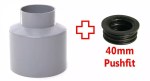 Grey 110mm Soil Pipe Adapter Reducer to 40mm Waste Pipe Pushfit Rubber - Image 2