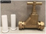 Brass 25mm Stopcock Tap for Blue MDPE Water Main Pipe with 2 x Pipe Liners - Image 2
