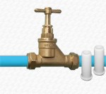 Brass 20mm Stopcock Tap for Blue MDPE Water Main Pipe with 2 x Pipe Liners
