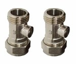 2 x 15mm x 1/2" Flat Faced Male Isolating Valve Chrome for Flexi Tap Connectors