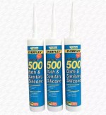 3 x EVERBUILD Everflex 500+ Premium Grade Bath & Sanitary Silicone Sealant WHITE