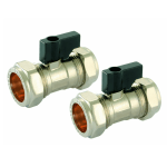 22mm Chrome Isolation Valve with Finger Lever Ball Valve - Pack of 2