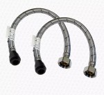 PAIR of Pushfit Flexible Tap Connectors 15mm x 3/4" 300mm WRAS Approved 30cm