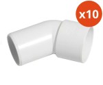 Bag of 10 x 40mm 43mm Glued Conversion Waste Pipe M & F Bend Street Elbow 45°