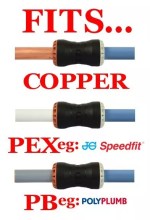 Pushfit Water Main 25mm Blue MDPE to 15mm Copper or Plastic Pipe Joiner Adaptor - Image 2