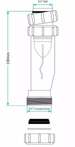 Bath Waste and Slim Waterless Trap Kit for Baths Plug & Chain 40mm/1 1/2" - Image 5