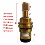 Ceramic Disc Tap Cartridge Valves with 9mm Square Top / Spline - LONG Version - Image 2