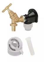 Outdoor Garden Tap Hose Union Bib Tap 1/2" Brass Kit with 20mm Wall Plate Elbow