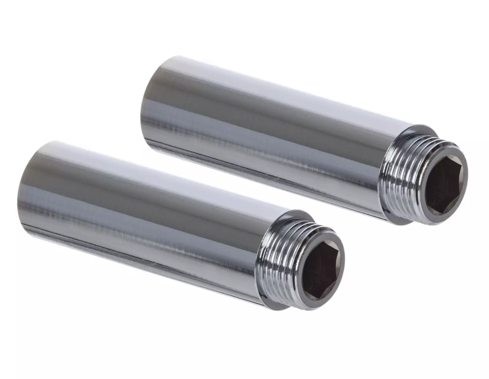 PAIR of Chrome Bib Tap Extensions Fixed Length 1/2