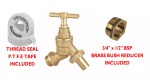Outdoor Garden Tap Hose Union Bib Tap 1/2" Brass Kit with 25mm Wall Plate Elbow - Image 2