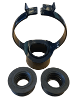 Black Soil Pipe 110mm - 32mm & 40mm Strap Boss Clip with both Pushfit Adaptors