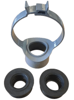 Grey Soil Pipe 110mm - 32mm & 40mm Strap Boss Clip with both Pushfit Adaptors