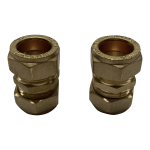 PAIR 16mm x 15mm Brass Compression Reducer - Copper Pipe Plastic Pipe Connector