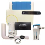 Slimline Compact Concealed Toilet Cistern & Pipe - Matt Black FLUSH PLATE