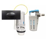 Slimline Compact Concealed Toilet Cistern & Pipe - Matt Black FLUSH PLATE - Image 7