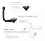 Kitchen Sink Strainer Waste and Trap Kit for Double Bowl or Bowl & Half with Square Overflow - Image 2