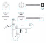 Kitchen Sink Strainer Waste and Trap Kit for Double Bowl or Bowl & Half with Square Overflow - Image 3