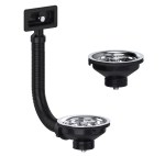 Kitchen Sink Strainer Waste and Trap Kit for Double Bowl or Bowl & Half with Square Overflow - Image 5