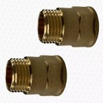 2 x 1/2" BSP Male x Female Brass LONG Tap Extensions / Brass Extenders 1/2" INCH