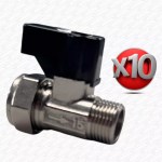 10 x 15mm x 3/8" Isolating Shut Off Valve with Flat Face for Tap Flexis Service