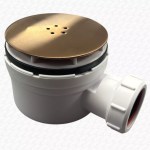 NEW Brushed Copper 90mm High Flow Shower Tray Waste Drain Trap BRASS METAL TOP