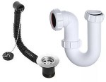 Kitchen Sink Waste and U Bend Trap Kit For Metal Sinks Plug & Chain 40mm/1 1/2"