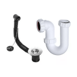 Kitchen Sink Waste and U Bend Trap Kit For Metal Sinks Plug & Chain 40mm/1 1/2"