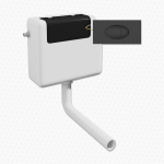 K.VIT slimline concealed toilet cistern with 240mm x 120mm matt black flush plate