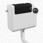 Slimline Compact Concealed Toilet Cistern and Pipe with Matt Black Button