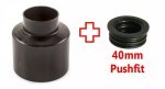 Black 110mm Soil Pipe Adapter Reducer to 40mm Waste Pipe Pushfit Rubber - Image 2